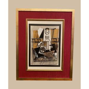 Spanish School (1980s) - Cubist Composition With Ace Of Clubs