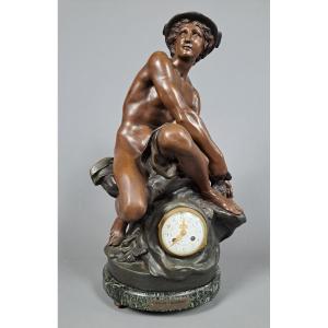 Jean-baptiste Pigalle (1714-1785) - Large Spelter Clock.