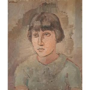 Gaëtan Dumas (1879-1950), Oil On Canvas, Portrait Of A Young Girl.