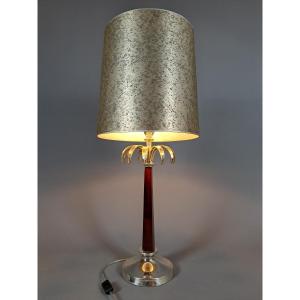 Large Palm Tree Lamp From The 60s/70s, In Silver-plated Bronze.