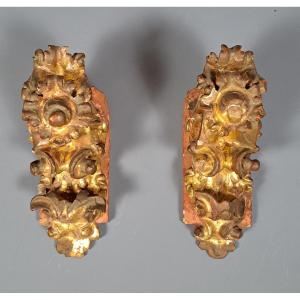 Pair Of Baroque Style Gilded Wood Corbels.
