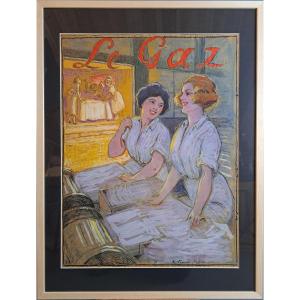 Henri Vincent-anglade (1876-1956), Poster Design "the Gas".