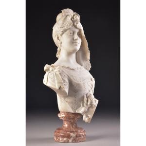 Adolfo Cipriani (italian, 1880-1930), Large Sculpted Carrara Marble Bust