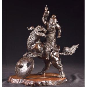 A Large Bronze ‘qilin’ With Rider, China, 19th Century