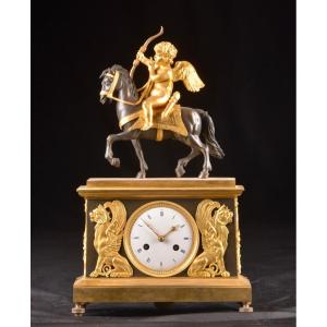 Cupid On Horseback, A Directoire Gilt Bronze Mantel Clock