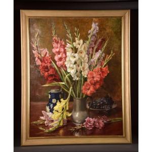 Jean Baptiste Coene (1859–1946) – Still Life With Gladioli (signed)