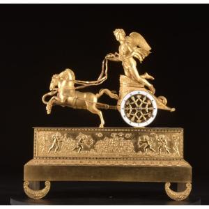 Gilded Bronze Allegorical Chariot Clock, Empire Period