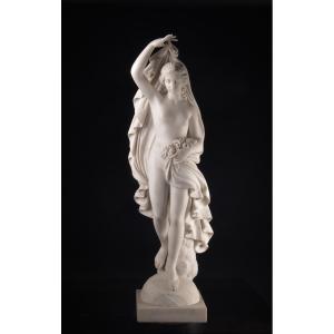 Demetrio Caruji, Italian, Late 19th Century, "night," Carrara Marble, Signed And Dated 1872