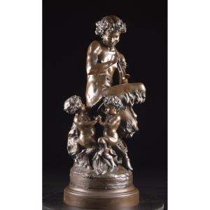 Claude Michel, Known As Clodion (1738–1814) “fauns” — Large Bronze Sculpture With A Brown Patina