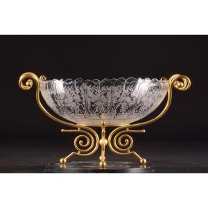 Baccarat Glass Centerpiece Mounted In Gilt Bronze, France, Late 19th / Early 20th Century