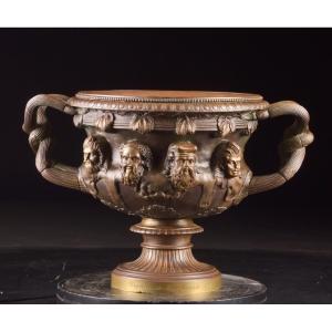 Large Warwick Vase Neoclassical Bronze Vase, 19th Century