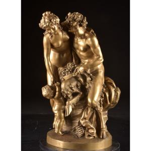 Claude Michel, Known As Clodion (1738–1814) Bacchanalian Group With Satyr, Nymph And Putto