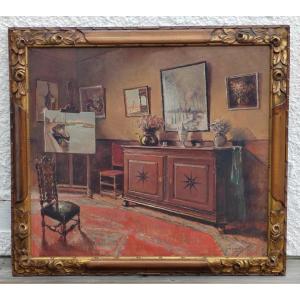 Jean Luypaert l'Atelier Du Peintre Large Format 1941 Belgian School