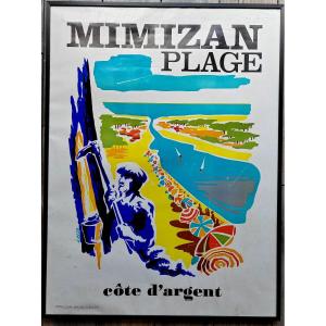 Old Original 1960 Poster Mimizan Les Landes