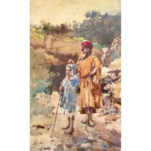 Enrico Gamba Türkiye Large Orientalist Watercolor