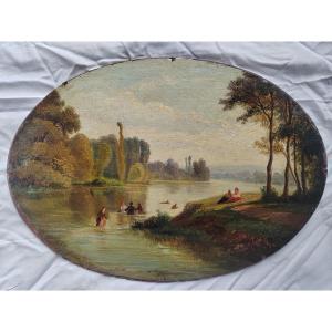 The Bathing Of Young Girls By Jean Baptiste Hubert (1801-1865) 