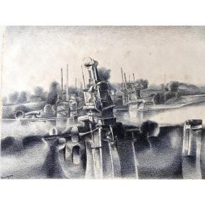 André Beaurepaire, Fantastic Composition, Ink On Paper 