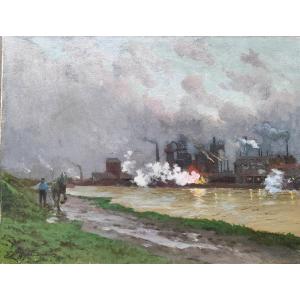 Emile Cagnard, Paris, Industrial View, The Seine 