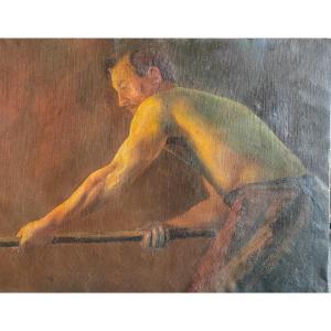Large Nude Male Portrait 1900-1920 The Baker 
