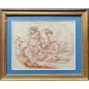 The Cavalry Charge Against The Ottomans. Drawing From The Early 18th Century, Neapolitan School. 