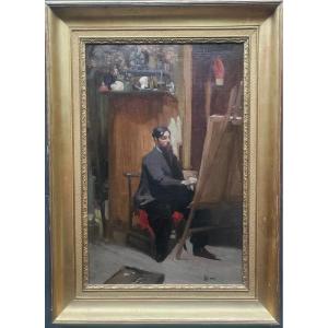 Louis Henri Deluermoz (paris 1876-1943) Self-portrait In The Studio 