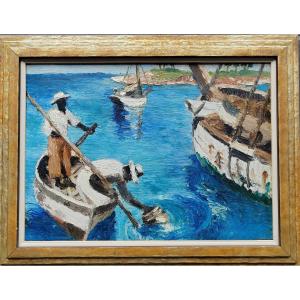 Hawaii 1937 Sponge Divers Port Of Peace Turtle Island