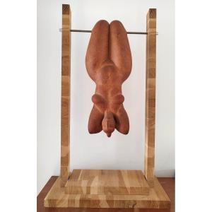 Terracotta Trapeze Artist Large Mobile Sculpture 