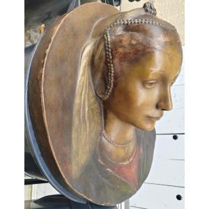Frédérich Goldscheider Renaissance Portrait In Terracotta Medallion