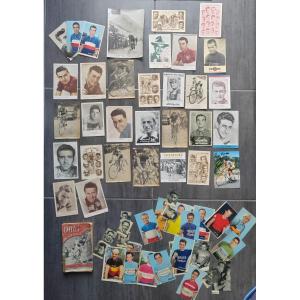 Important Lot Autographs Postcards Tour De France The Giants Of The Road