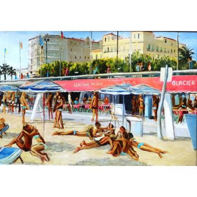 Henri Eisenberg 1967 Beach Of St Raphaël Large Light Table