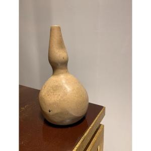 Rare Fruitiform Vase In Sandstone By Jeanneney.