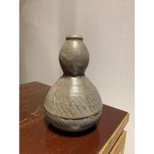 Gourd Vase In Glazed Stoneware By Jeanneney.