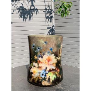 Important Barbotine Montigny Sur Loing Cachepot.