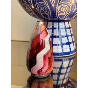 Art Deco Enamel Vase Signed Camille Fauré.