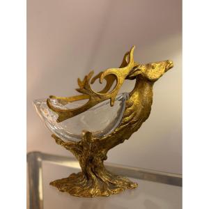 Bronze And Glass Bowl By Gabriella Crespi.