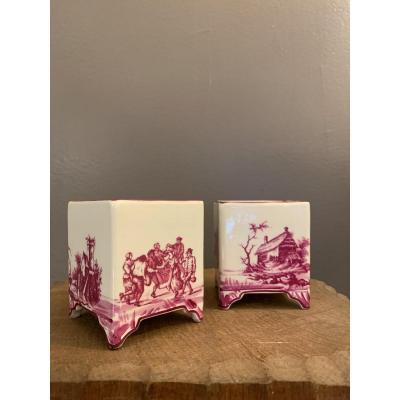 Pair Of Small Cache Pots Gien 1866