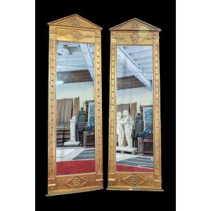 Pair Of Large Gilded Wood Mirrors