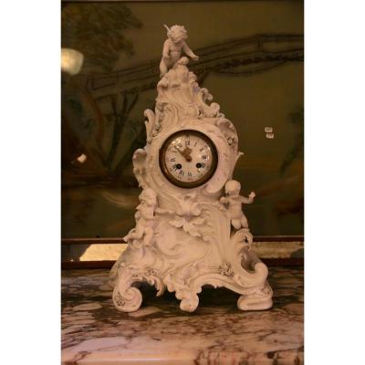 Fireplace Clock In Biscuit, 1900