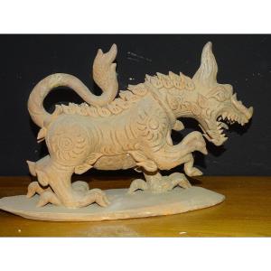 Antique 19th Century Terracotta Fo Dog