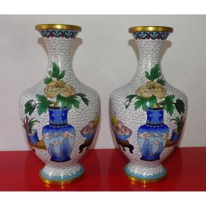Pair Of Cloisonné Vases, China, Early 20th Century