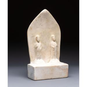 White Marble Stele, Northern Qi Dynasty, Pair Of Bodhisattvas Avalokiteśvara, 6th Century