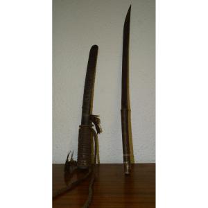 Indonesian Saber Or Sword, Split Bamboo Scabbard, 19th Century