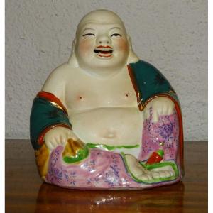 Laughing Buddha, Also Known As Milefo, Signed On The Underside, Chinese Porcelain, 15 Cm