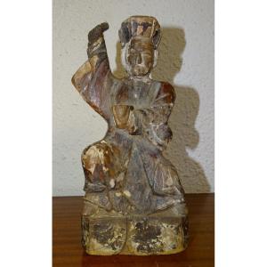 Ancient Statue Of A Buddhist Altar Dignitary, China Or Japan