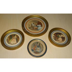 4 19th Century Engravings, G.schlumberger, Fragonard, Gilded Frames