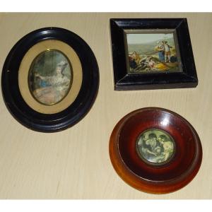 3 Painted Miniatures From The 19th Century
