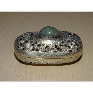 Silver And Hard Stone Incense Box, Southeast Asia, Early 20th Century