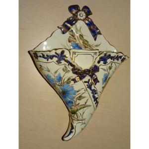 Keller & Guerin, Lunéville Earthenware Wall Bouquetière Early 20th Century