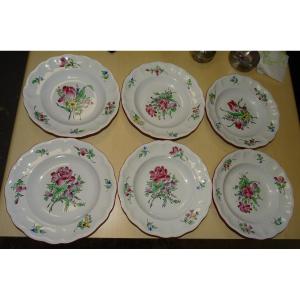 6 Lunéville Kg Earthenware Soup Plates, Réverbère Design, ø 25 Cm