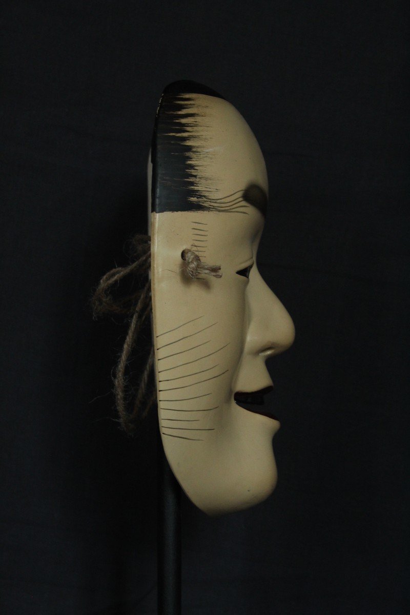 Maschera vintage giapponese, Otoko, teatro Noh, ceramica da Osaka-photo-3